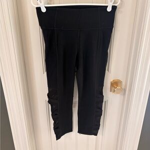 Athleta Black Active Leggings with Mesh Details